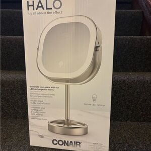 Halo LED Rechargeable Mirror - Silver